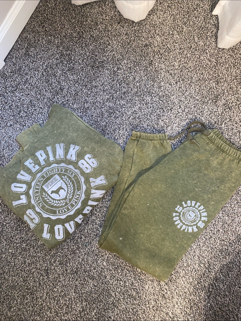 PINK Victoria's Secret Olive Green womens Sweatpants Set